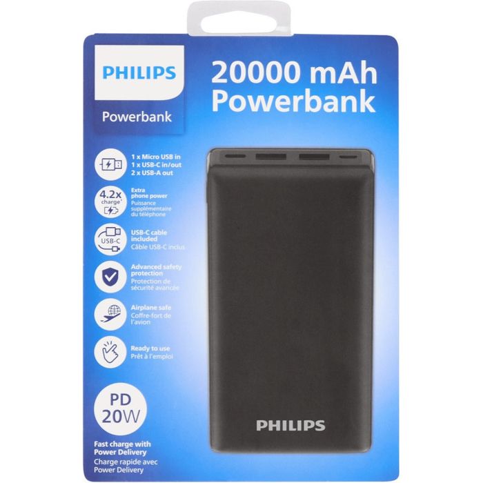 Повербанк Philips, 20000 мА·год, PD 20 W