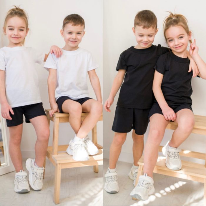 Футболка дитяча однотонна, чорна, біла, кольорова