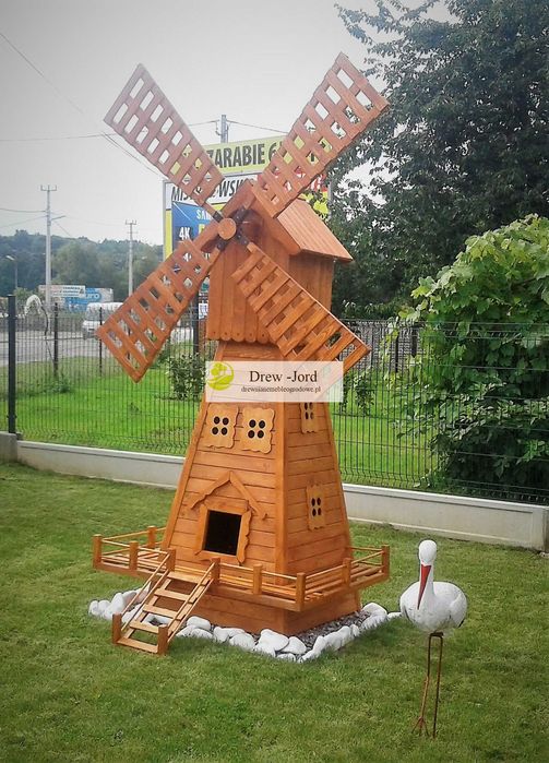 Wiatrak drewniany 220 cm do dachu Mega ładny na prezent ! Producent