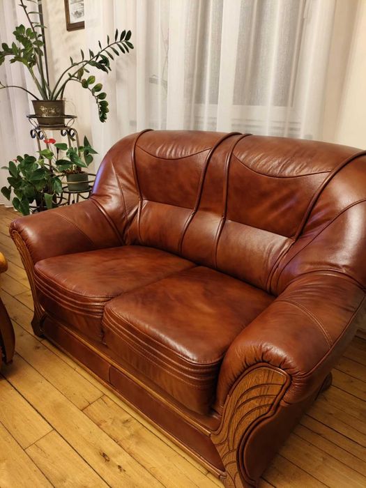 Sofa dwuosobowa skóra naturalna