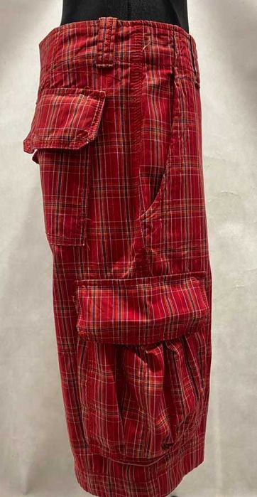 Spodenki męskie bawełniane, czerwone , kratka w roz. M