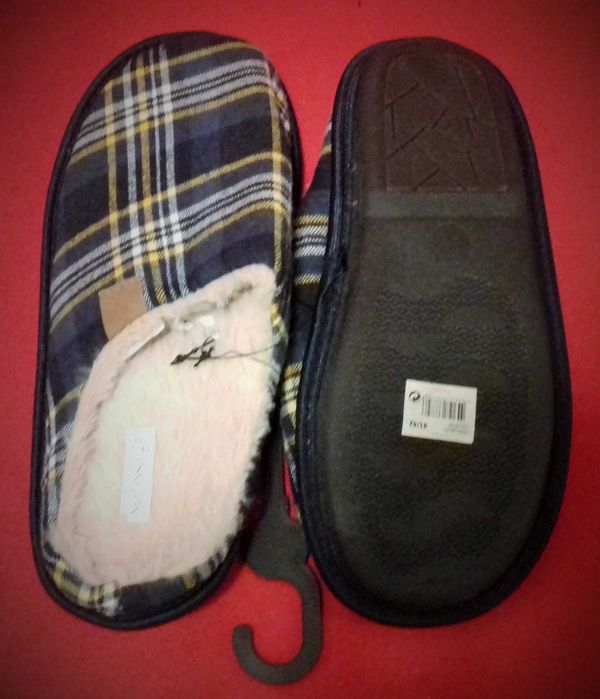 Kapcie męskie krata futerko