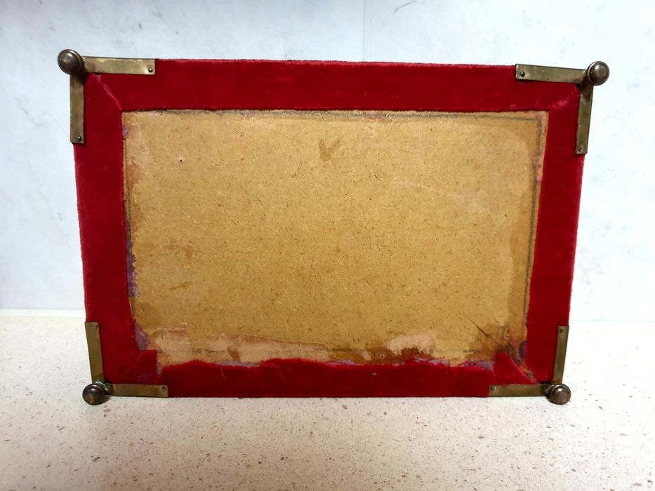 Maravilhoso antigo guarda joias Arte Nova com veludo