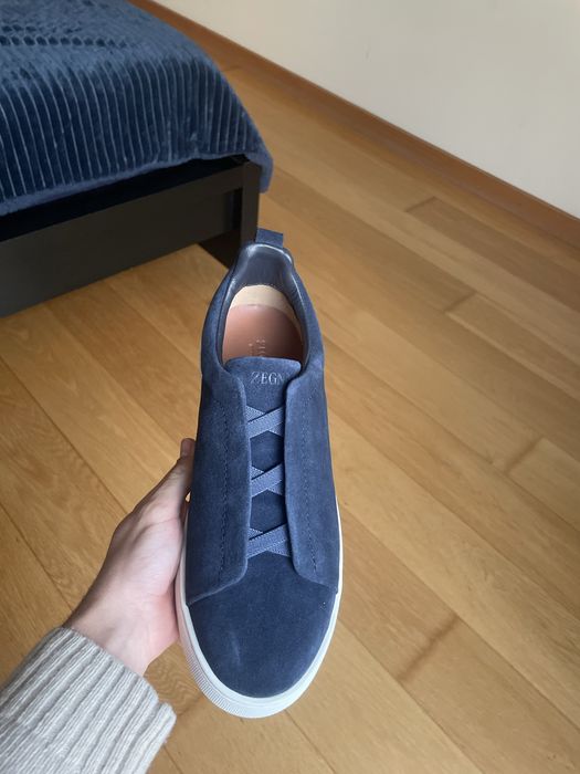 Zegna Triple Stitch Suede azul-marinho 43eu