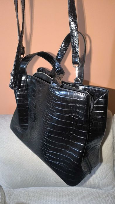 Mala Preta Pele Crocodilo - Nova