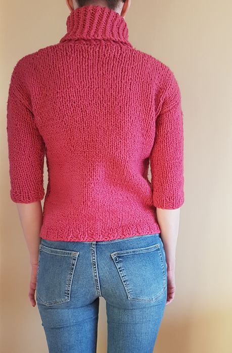 Hand made, recznie robiony na drutach różowy sweterek