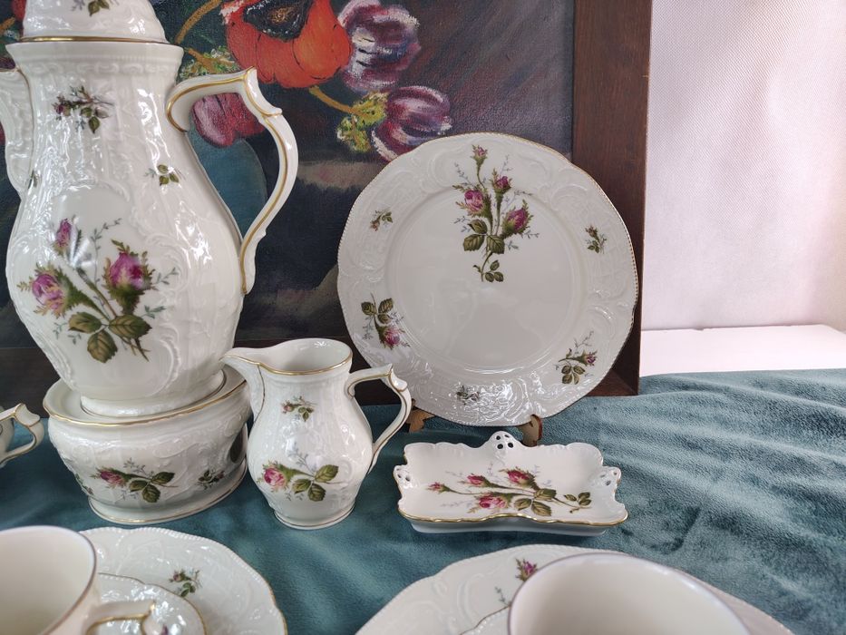 ROSENTHAL SANSSOUCI Moosrose ecru- Serwis kawowy dla 6 osób.