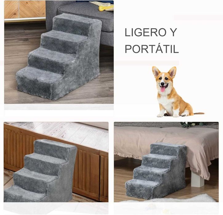 ENVIO GRÁTIS - Escada para cães com 4 degraus 60x35x44cm, 3 cores