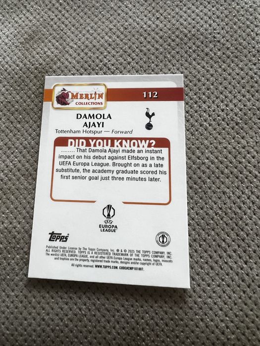 Damola Ajayi Topps merlin Rc