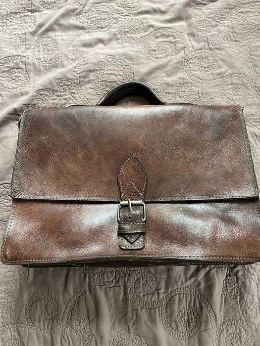 Коричневий шкіряний портфель для документів зі шкіри crazy horse