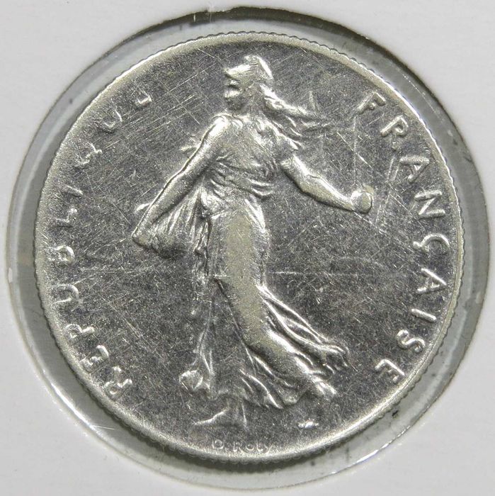 FRANÇA — Moedas em  PRATA  (1870–1940). PRATA 835‰. 50 Centimos — 1918