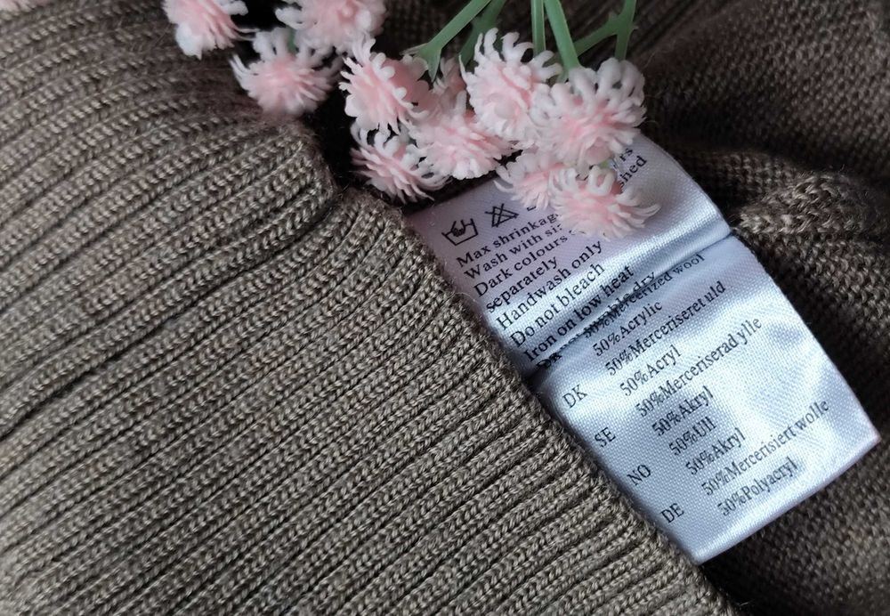 50% Merino milutki sweter rozpinany brązowy kardigan wełniany wełna S