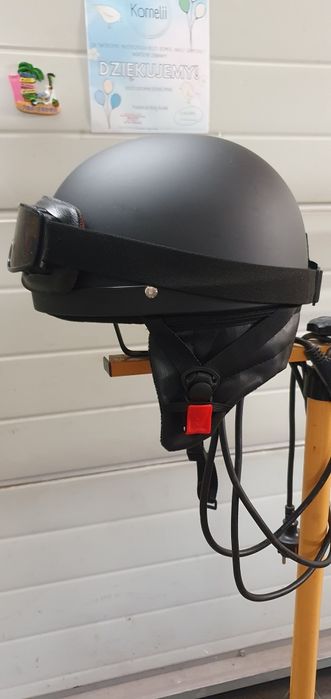 Kask orzeszek gogle czarny mat