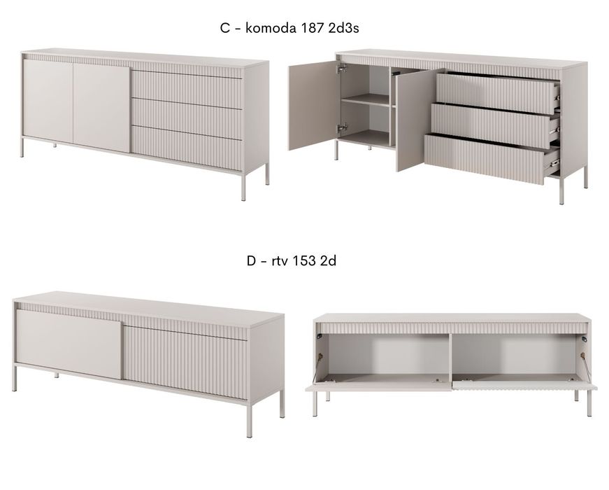 Meble do salonu BEŻ , komoda, stolik, szafka RTV. Kolekcja HARMONY