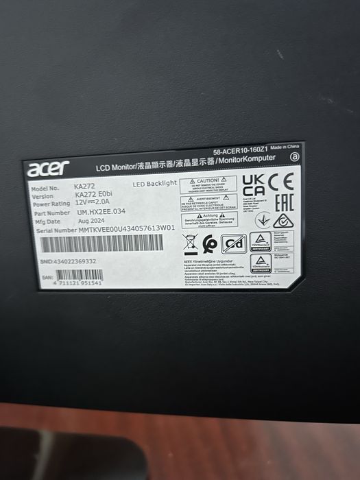 Monitor Acer KA272 27" Full HD 100Hz IPS