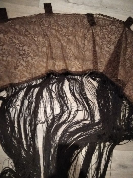 Firanki makarony arabeska brąz