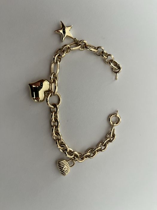 złota damska bransoletka z przywieszkami złoto 14k 585