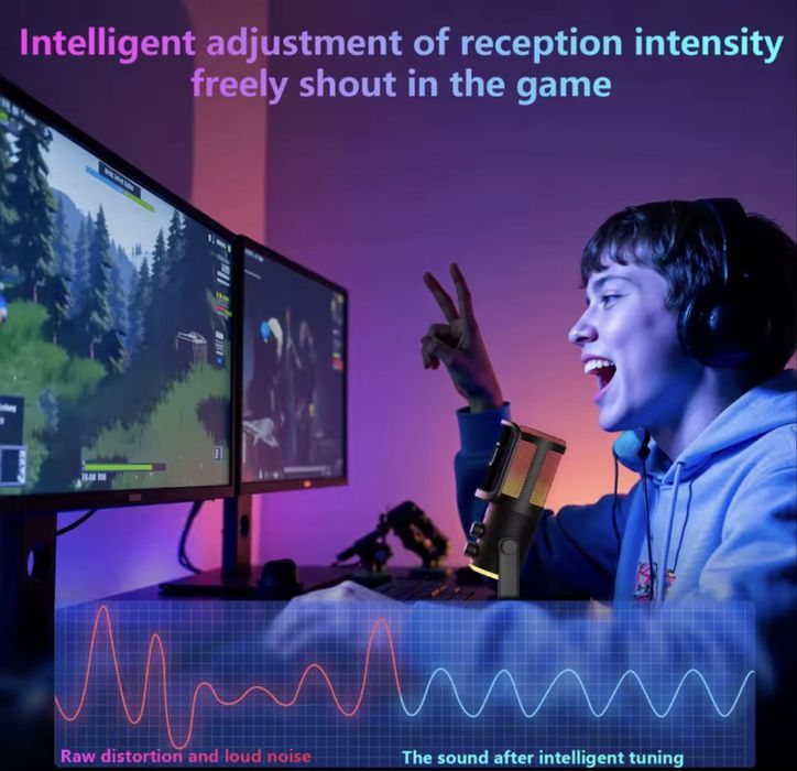 ‼️ Игровой микрофон ‼️ микрофон для игр ‼️ шумоизоляция ‼️ RGB