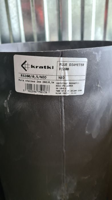 Rura stalowa fi200 0,5m spalinowa dymowa czarna