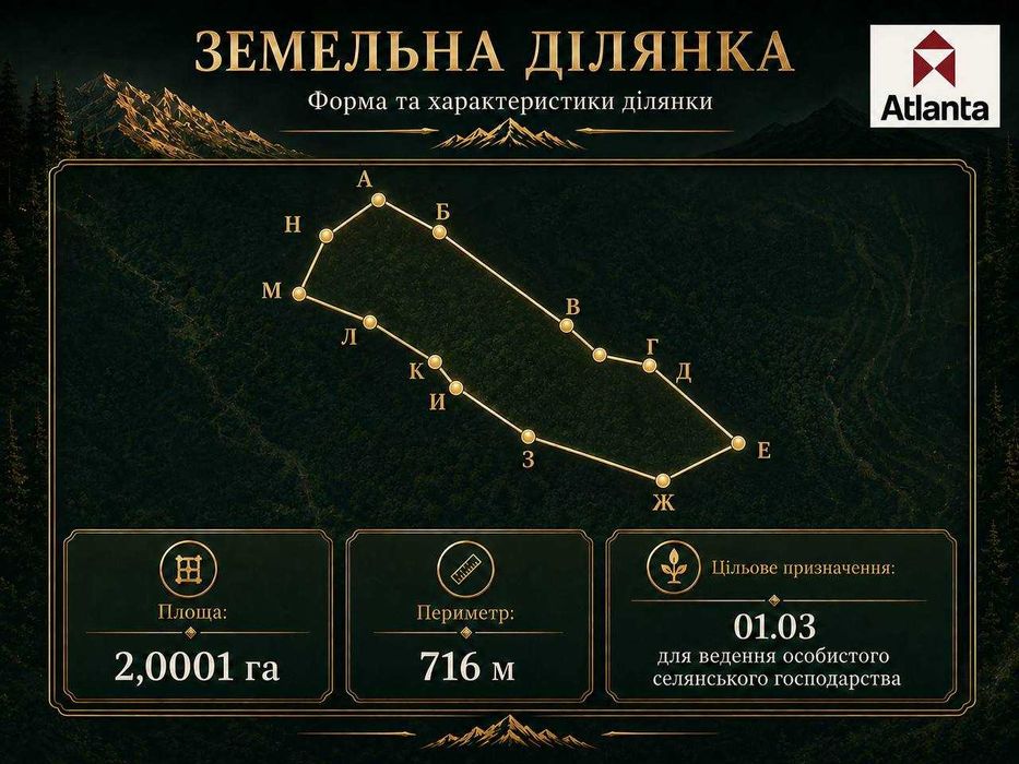 Земельна ділянка 2 га біля гірськолижного курорту Плай