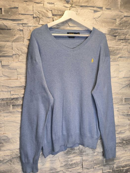 Sweter Polo Ralph Lauren Serek Bawełniany Jasnoniebieski Pima Cotton L