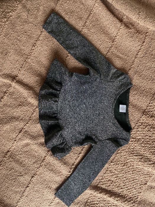 Komplet spodnie i bluzka brokatowe 104