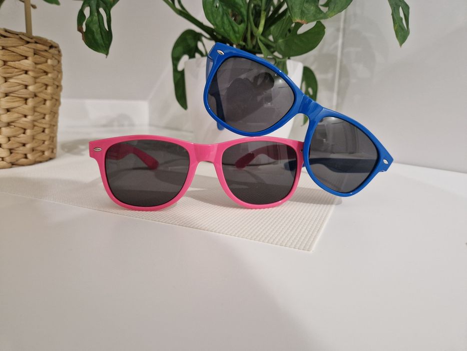 2x okulary przeciwsłoneczne Woolworth plastikowe /  różowe i  niebiesk