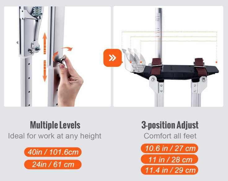 Andas de Aluminio 61 - 101,6 cm carga de 103 kg