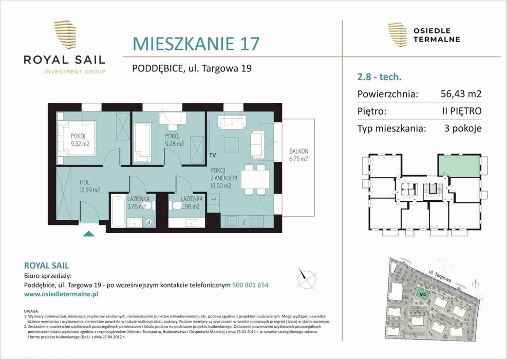 3-pokojowe mieszkanie 56m2 + balkon