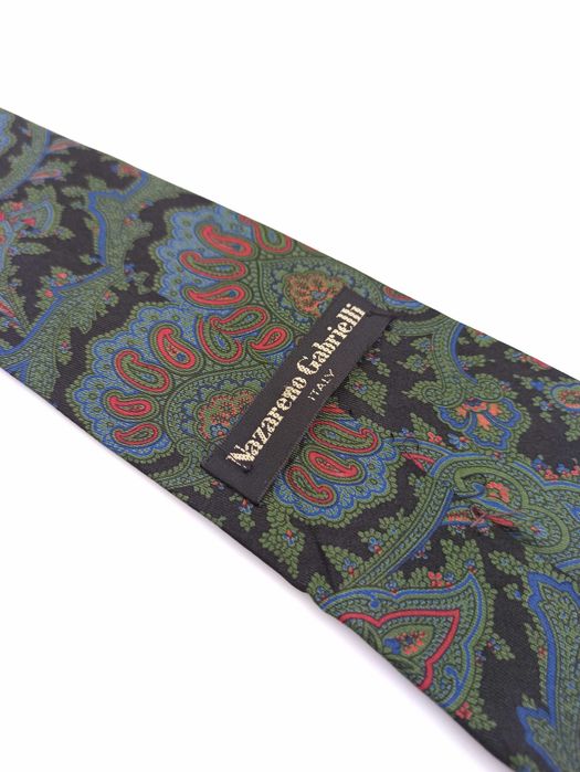Nazareno Gabrielli jedwabny krawat czarny paisley bib66