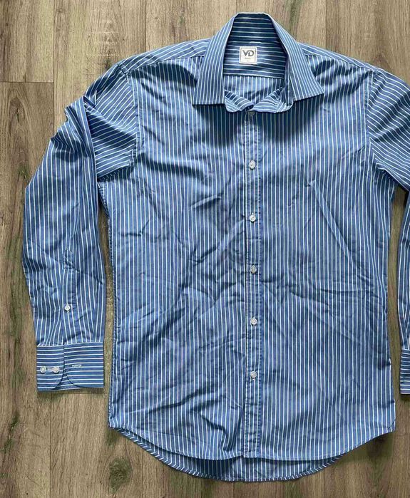 Рубашка Голубая с белой полосой длинный рукав VD One р.40
