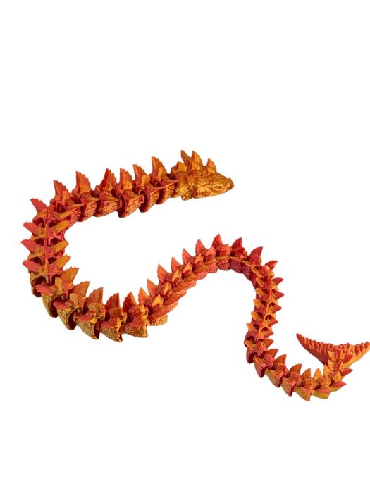 Wodny Smok przegubowy, Aquatic Dragon, druk 3D różowo-żółty, ozdoba