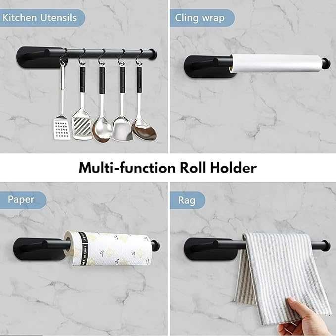 Uchwyt na papier, ręczniki czarny nierdzewny 2 sztuki