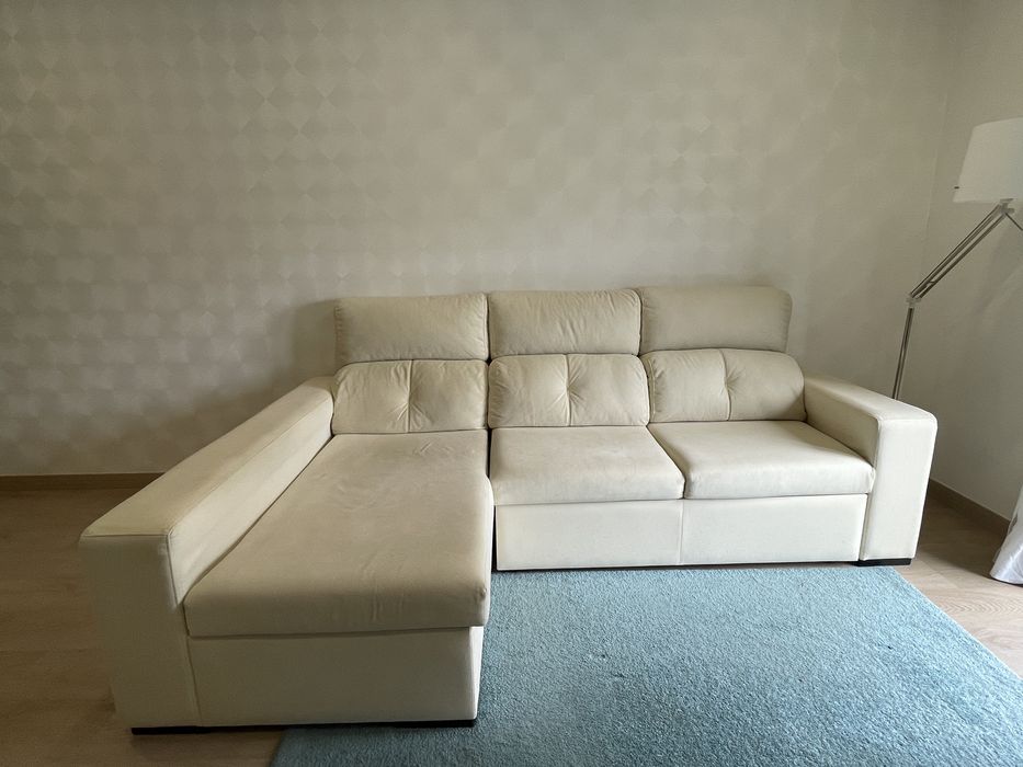 Sofá-cama com chaise longue - bege