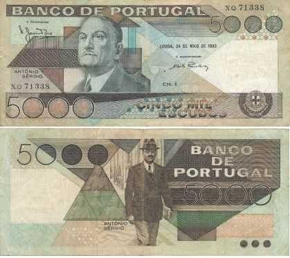 Portugal - - - 5.000$00 - António Sérgio - - - - - Notas