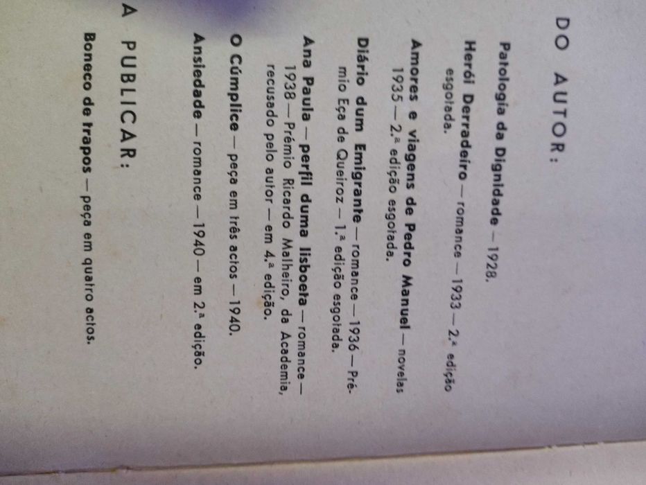 Livro - Ansiedade - Joaquim Paço d'Arcos 2ºediçao 1941