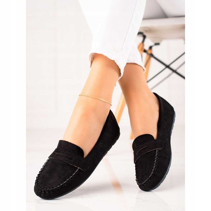 Nowe Czarne wygodne mokasyny damskie rozm 36