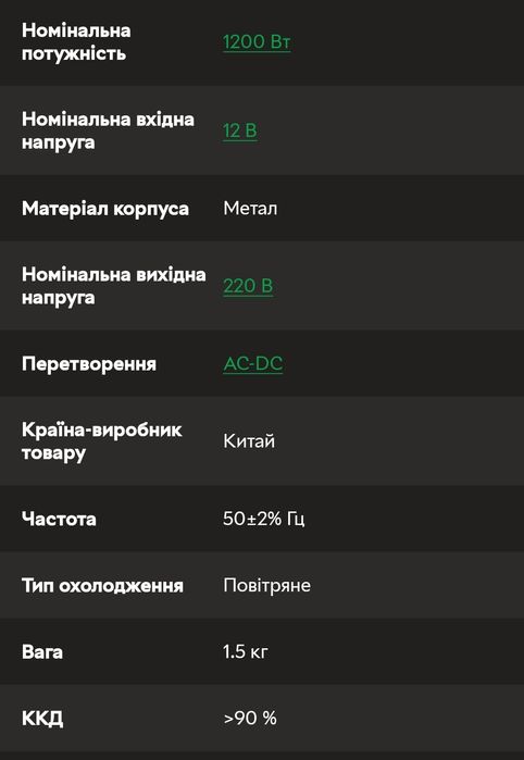 Інвертор 1200вт.