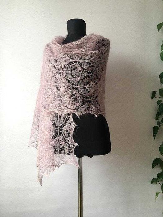 Палантин кольору припиленої троянди з мохеру