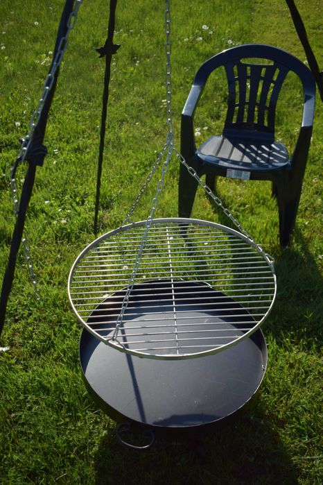 Grill komplet polski trójnóg ognisko duży ruszt nierdzewny 60/70/80