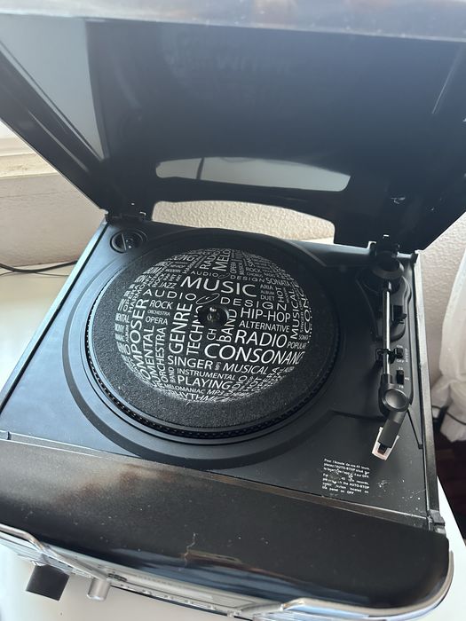 Gira discos / leitor de vinil, cd, usb, cartao sd estilo retro