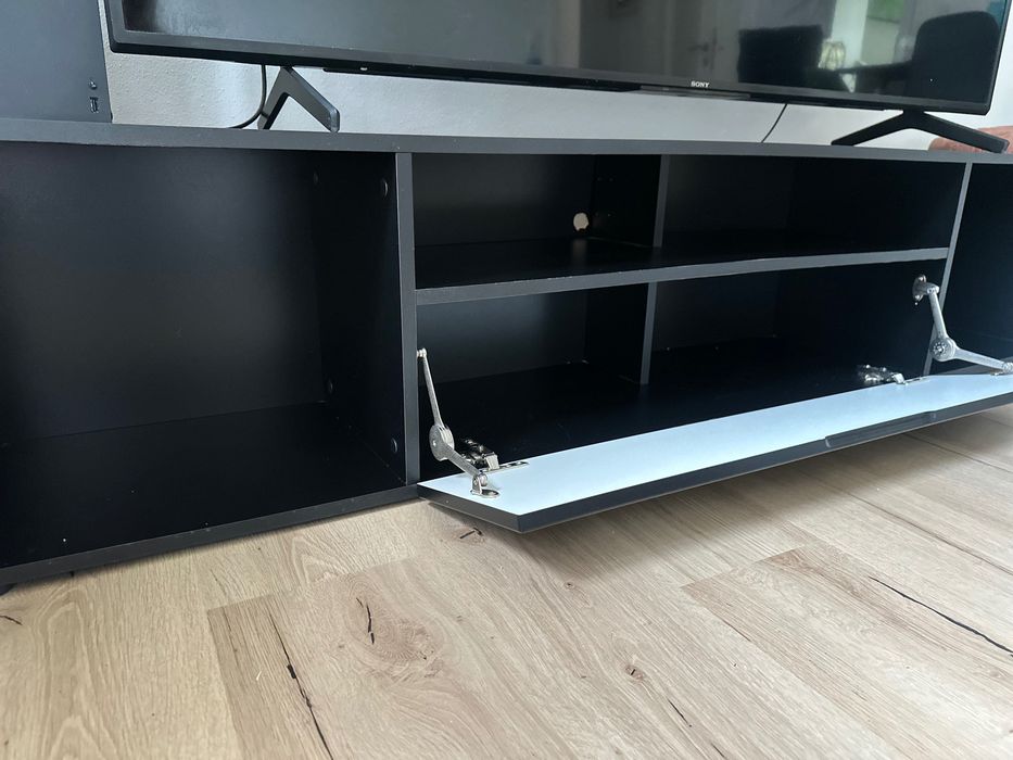 Szafka RTV czarny mat,  181 × 39 × 35 cm