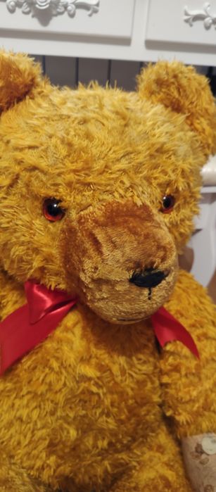 Wielki  Piękny Miś trociniak  87 cm ,bardzo stary,z Niemiec.