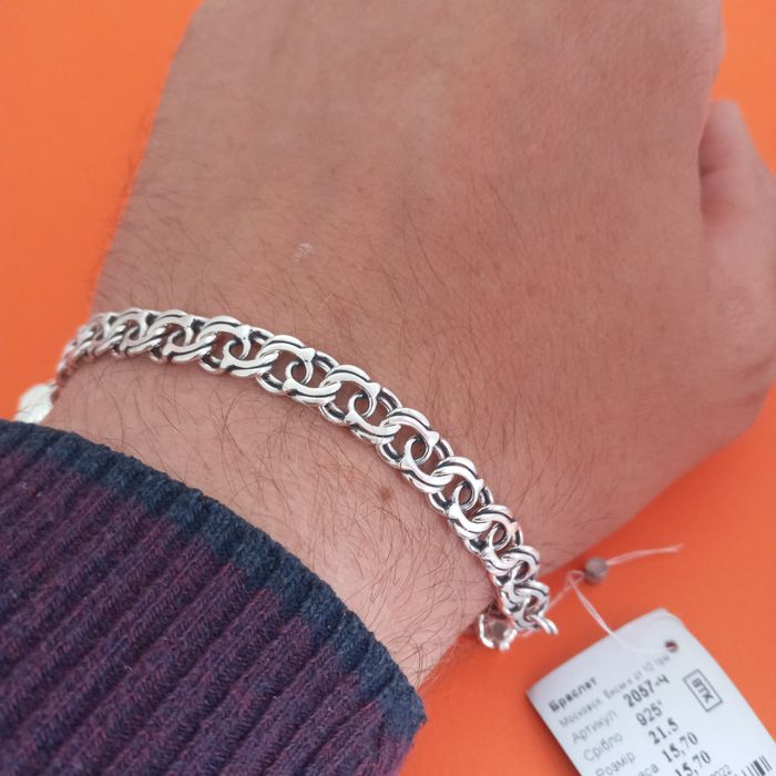Серебряный браслет бисмарк серебро 925 проба цепочка цепь на руку