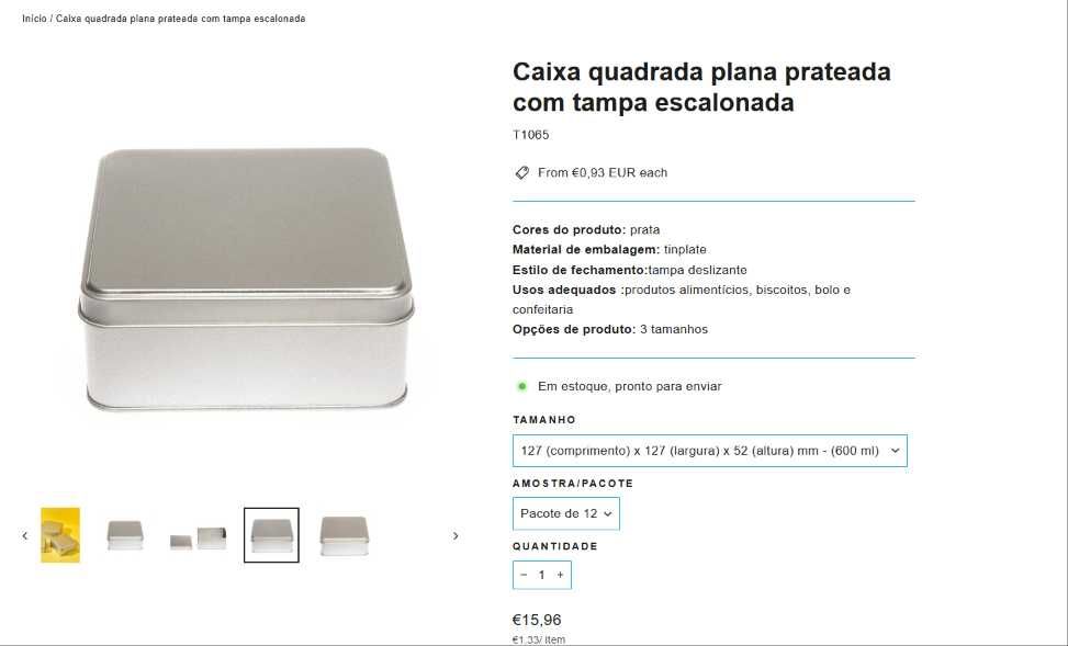 Caixas metálicas para biscoitos, bolos ou brindes (12 unidades)