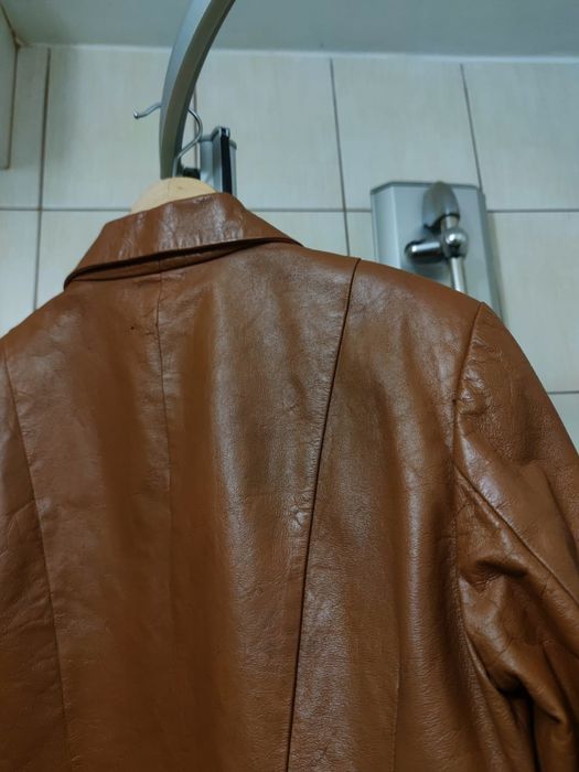 marynarka skórzana brązowa damska M classic sport vintage retro