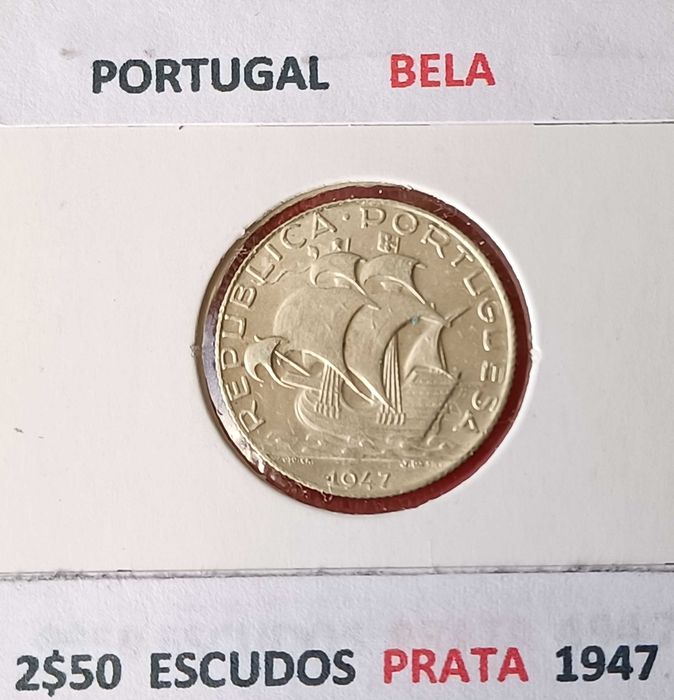 2 Moedas 2,50 escudos prata 1932,1947 da 2ª República Portuguesa