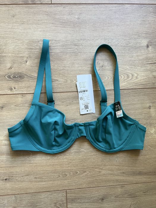 Zielony, biustonosz, stanik, góra, kostium kąpielowy, bikini,Etam, 75B