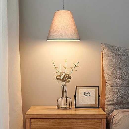 2 sztuki Klosz lniany do lampy 14x13 cm na klips E14 beżowy