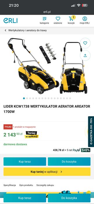 Wertykulator aerator elektryczny